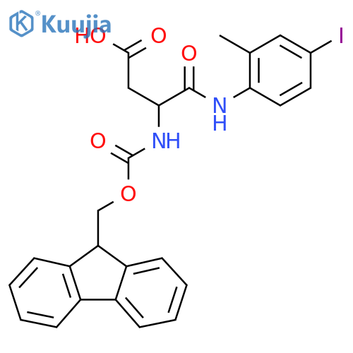 3-({(9H-fluoren-9-yl)methoxycarbonyl}amino)-3-(4-iodo-2-methylphenyl)carbamoylpropanoic acid structure