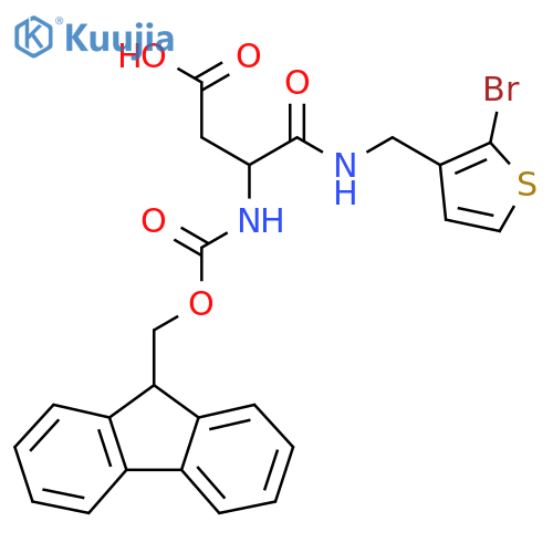 3-{(2-bromothiophen-3-yl)methylcarbamoyl}-3-({(9H-fluoren-9-yl)methoxycarbonyl}amino)propanoic acid structure
