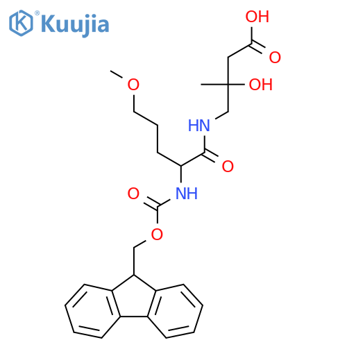 4-2-({(9H-fluoren-9-yl)methoxycarbonyl}amino)-5-methoxypentanamido-3-hydroxy-3-methylbutanoic acid structure