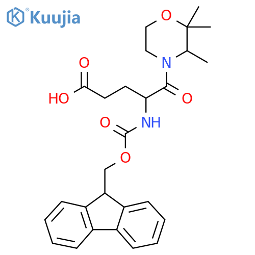 4-({(9H-fluoren-9-yl)methoxycarbonyl}amino)-5-oxo-5-(2,2,3-trimethylmorpholin-4-yl)pentanoic acid structure