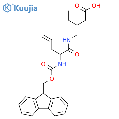 3-{2-({(9H-fluoren-9-yl)methoxycarbonyl}amino)pent-4-enamidomethyl}pentanoic acid structure