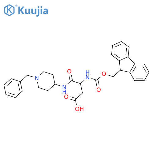 3-(1-benzylpiperidin-4-yl)carbamoyl-3-({(9H-fluoren-9-yl)methoxycarbonyl}amino)propanoic acid structure