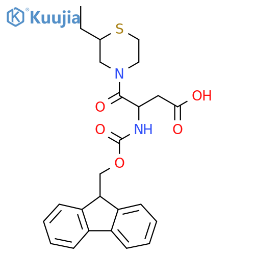 4-(2-ethylthiomorpholin-4-yl)-3-({(9H-fluoren-9-yl)methoxycarbonyl}amino)-4-oxobutanoic acid structure
