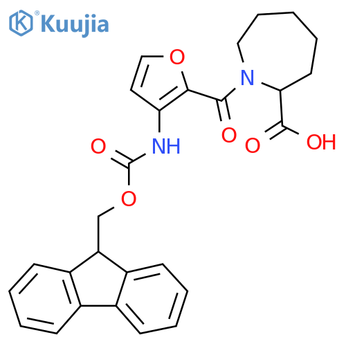 1-3-({(9H-fluoren-9-yl)methoxycarbonyl}amino)furan-2-carbonylazepane-2-carboxylic acid structure