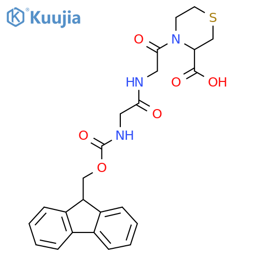 4-{2-2-({(9H-fluoren-9-yl)methoxycarbonyl}amino)acetamidoacetyl}thiomorpholine-3-carboxylic acid structure