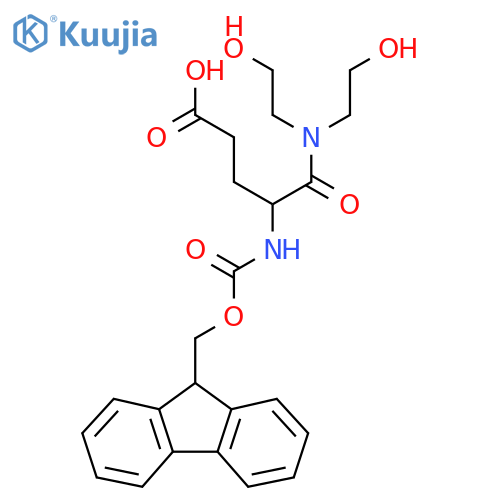 4-bis(2-hydroxyethyl)carbamoyl-4-({(9H-fluoren-9-yl)methoxycarbonyl}amino)butanoic acid structure
