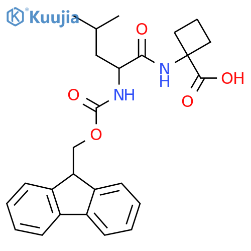 1-2-({(9H-fluoren-9-yl)methoxycarbonyl}amino)-4-methylpentanamidocyclobutane-1-carboxylic acid structure