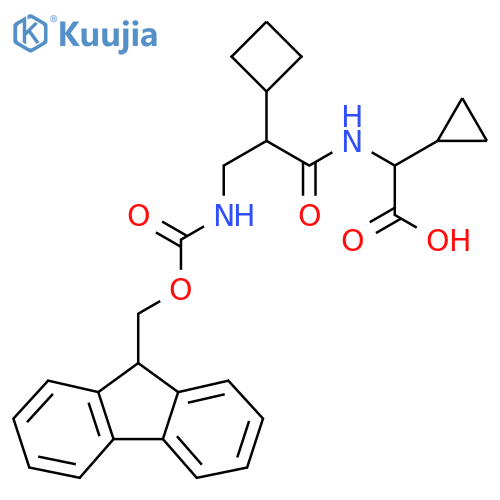 2-2-cyclobutyl-3-({(9H-fluoren-9-yl)methoxycarbonyl}amino)propanamido-2-cyclopropylacetic acid structure
