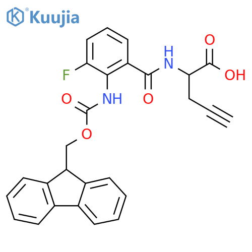 2-{2-({(9H-fluoren-9-yl)methoxycarbonyl}amino)-3-fluorophenylformamido}pent-4-ynoic acid structure