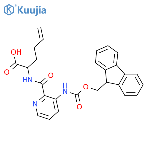 2-{3-({(9H-fluoren-9-yl)methoxycarbonyl}amino)pyridin-2-ylformamido}hex-5-enoic acid structure