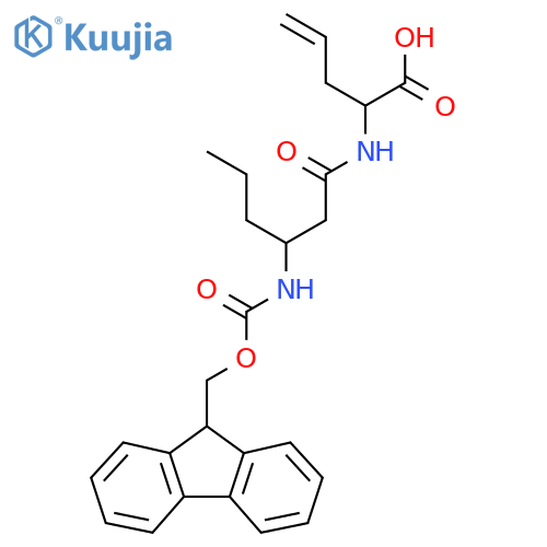 2-3-({(9H-fluoren-9-yl)methoxycarbonyl}amino)hexanamidopent-4-enoic acid structure