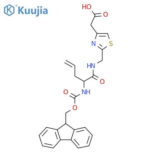 2-(2-{2-({(9H-fluoren-9-yl)methoxycarbonyl}amino)pent-4-enamidomethyl}-1,3-thiazol-4-yl)acetic acid structure