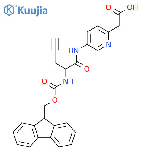 2-{5-2-({(9H-fluoren-9-yl)methoxycarbonyl}amino)pent-4-ynamidopyridin-2-yl}acetic acid structure
