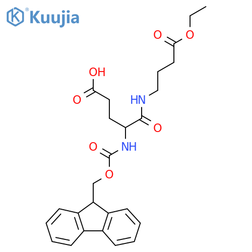 4-(4-ethoxy-4-oxobutyl)carbamoyl-4-({(9H-fluoren-9-yl)methoxycarbonyl}amino)butanoic acid structure