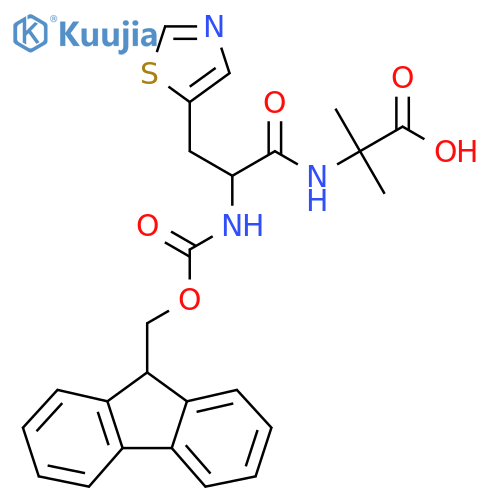 2-2-({(9H-fluoren-9-yl)methoxycarbonyl}amino)-3-(1,3-thiazol-5-yl)propanamido-2-methylpropanoic acid structure
