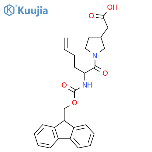 2-{1-2-({(9H-fluoren-9-yl)methoxycarbonyl}amino)hex-5-enoylpyrrolidin-3-yl}acetic acid structure