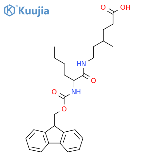 6-2-({(9H-fluoren-9-yl)methoxycarbonyl}amino)hexanamido-4-methylhexanoic acid structure