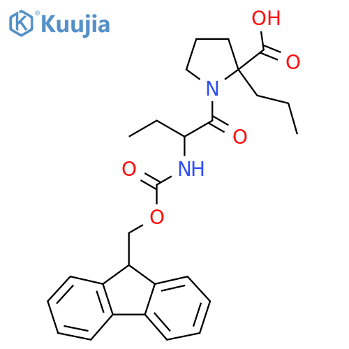 1-2-({(9H-fluoren-9-yl)methoxycarbonyl}amino)butanoyl-2-propylpyrrolidine-2-carboxylic acid structure