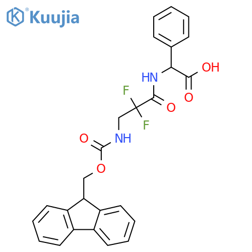 2-3-({(9H-fluoren-9-yl)methoxycarbonyl}amino)-2,2-difluoropropanamido-2-phenylacetic acid structure