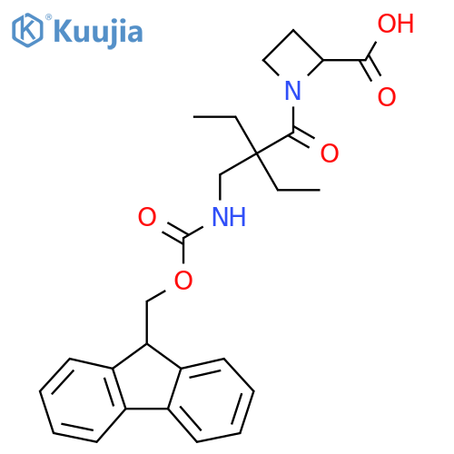 1-{2-ethyl-2-({(9H-fluoren-9-yl)methoxycarbonyl}amino)methylbutanoyl}azetidine-2-carboxylic acid structure