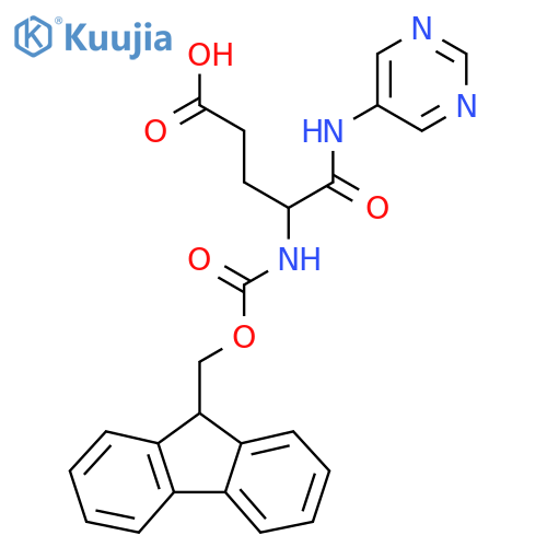 4-({(9H-fluoren-9-yl)methoxycarbonyl}amino)-4-(pyrimidin-5-yl)carbamoylbutanoic acid structure