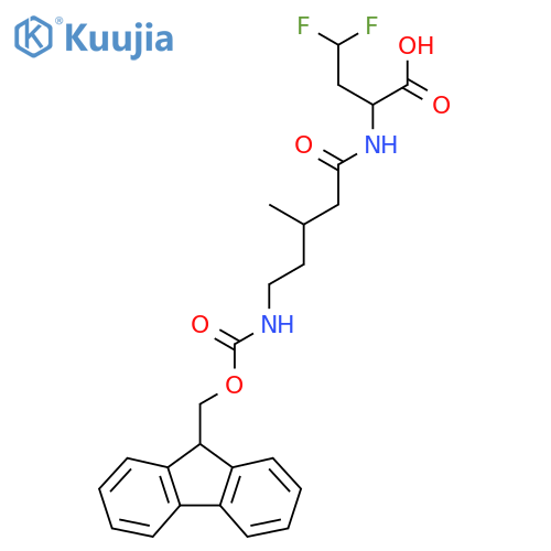 2-5-({(9H-fluoren-9-yl)methoxycarbonyl}amino)-3-methylpentanamido-4,4-difluorobutanoic acid structure