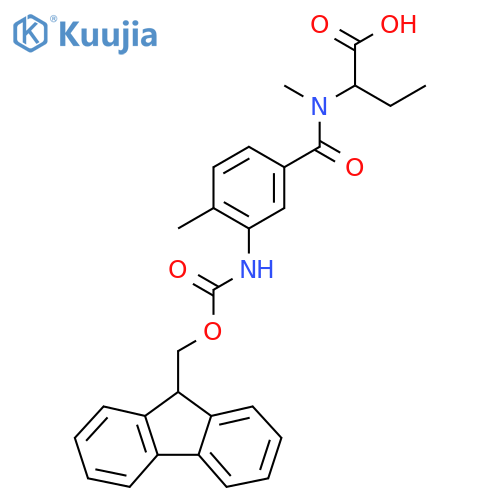 2-{1-3-({(9H-fluoren-9-yl)methoxycarbonyl}amino)-4-methylphenyl-N-methylformamido}butanoic acid structure