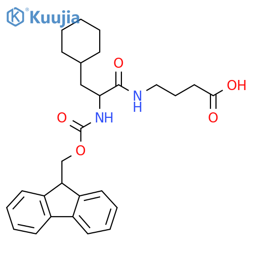 4-3-cyclohexyl-2-({(9H-fluoren-9-yl)methoxycarbonyl}amino)propanamidobutanoic acid structure