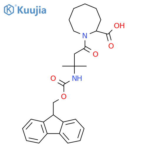 1-3-({(9H-fluoren-9-yl)methoxycarbonyl}amino)-3-methylbutanoylazocane-2-carboxylic acid structure