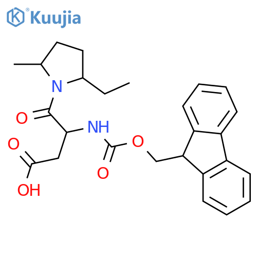 4-(2-ethyl-5-methylpyrrolidin-1-yl)-3-({(9H-fluoren-9-yl)methoxycarbonyl}amino)-4-oxobutanoic acid structure