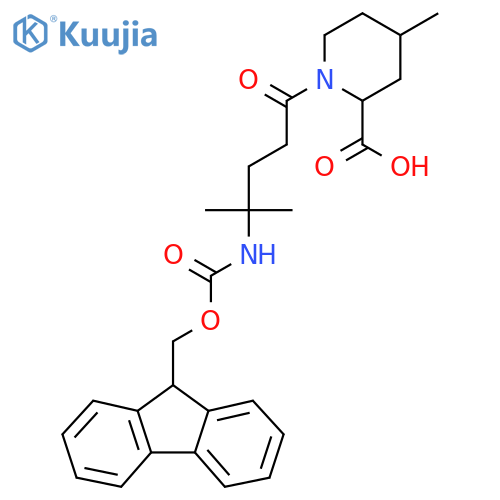 1-4-({(9H-fluoren-9-yl)methoxycarbonyl}amino)-4-methylpentanoyl-4-methylpiperidine-2-carboxylic acid structure