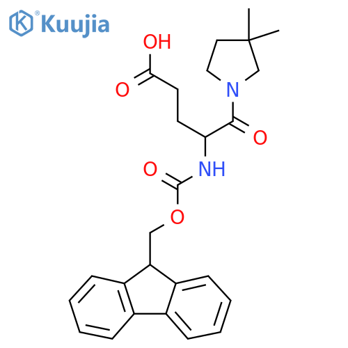 5-(3,3-dimethylpyrrolidin-1-yl)-4-({(9H-fluoren-9-yl)methoxycarbonyl}amino)-5-oxopentanoic acid structure