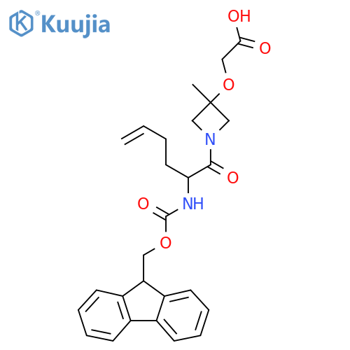 2-({1-2-({(9H-fluoren-9-yl)methoxycarbonyl}amino)hex-5-enoyl-3-methylazetidin-3-yl}oxy)acetic acid structure