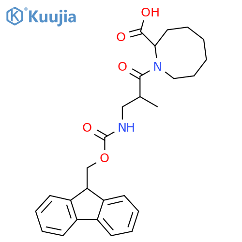 1-3-({(9H-fluoren-9-yl)methoxycarbonyl}amino)-2-methylpropanoylazocane-2-carboxylic acid structure