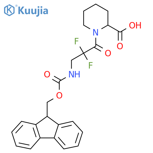 1-3-({(9H-fluoren-9-yl)methoxycarbonyl}amino)-2,2-difluoropropanoylpiperidine-2-carboxylic acid structure