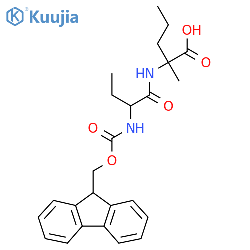 2-2-({(9H-fluoren-9-yl)methoxycarbonyl}amino)butanamido-2-methylpentanoic acid structure