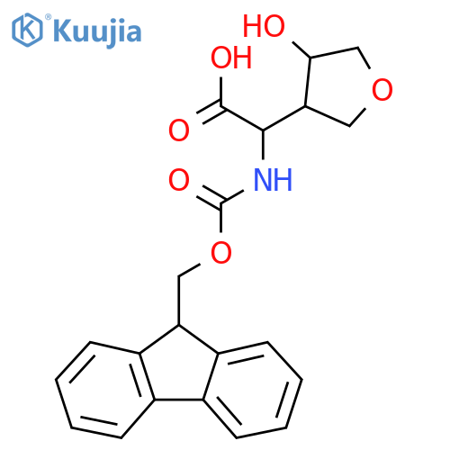 2-({(9H-fluoren-9-yl)methoxycarbonyl}amino)-2-(4-hydroxyoxolan-3-yl)acetic acid structure