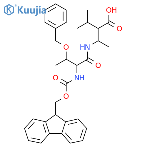 3-3-(benzyloxy)-2-({(9H-fluoren-9-yl)methoxycarbonyl}amino)butanamido-2-(propan-2-yl)butanoic acid structure