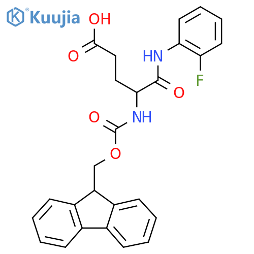 4-({(9H-fluoren-9-yl)methoxycarbonyl}amino)-4-(2-fluorophenyl)carbamoylbutanoic acid structure