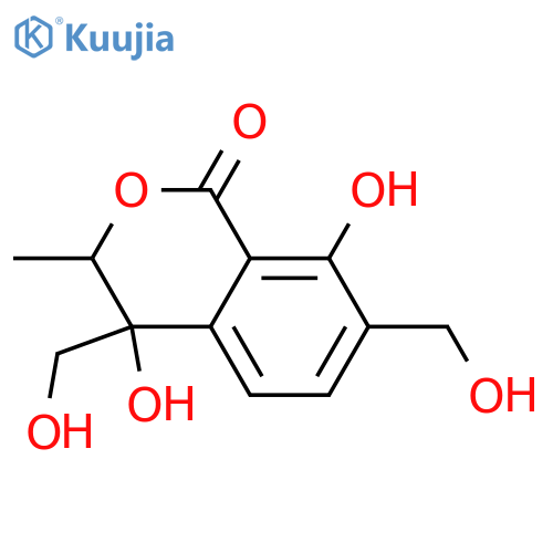 3,4-Dihydro-4,8-dihydroxy-4,7-bis(hydroxymethyl)-3-methyl-1H-2-benzopyran-1-one; (3R*,4S*)-form structure