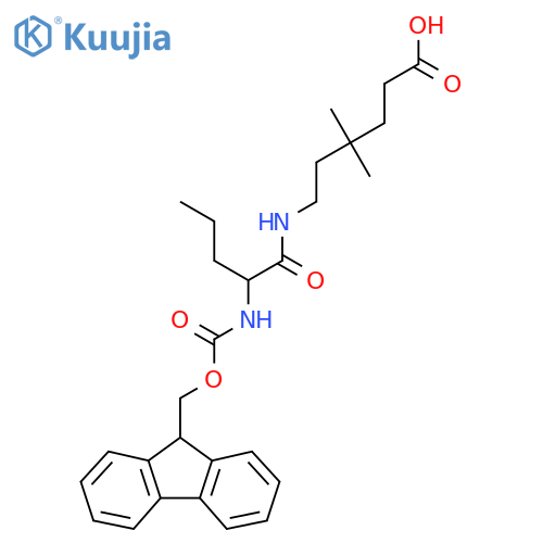 6-2-({(9H-fluoren-9-yl)methoxycarbonyl}amino)pentanamido-4,4-dimethylhexanoic acid structure