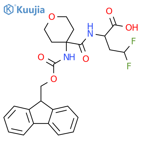 2-{4-({(9H-fluoren-9-yl)methoxycarbonyl}amino)oxan-4-ylformamido}-4,4-difluorobutanoic acid structure