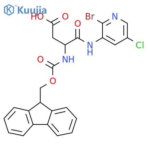 3-(2-bromo-5-chloropyridin-3-yl)carbamoyl-3-({(9H-fluoren-9-yl)methoxycarbonyl}amino)propanoic acid structure