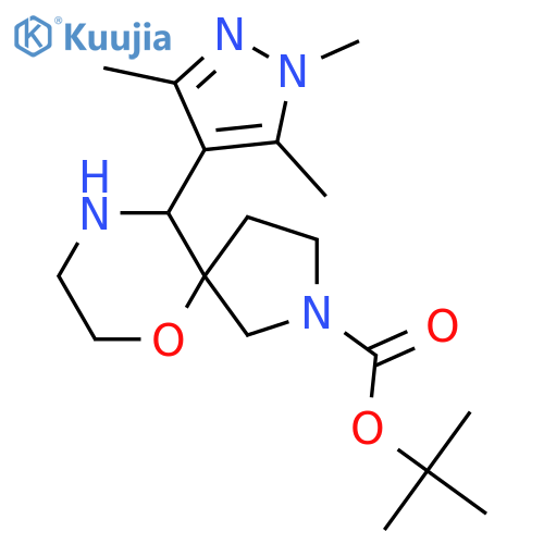 tert-butyl 10-(trimethyl-1H-pyrazol-4-yl)-6-oxa-2,9-diazaspiro4.5decane-2-carboxylate structure
