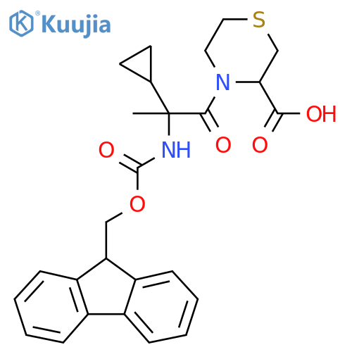 4-2-cyclopropyl-2-({(9H-fluoren-9-yl)methoxycarbonyl}amino)propanoylthiomorpholine-3-carboxylic acid structure