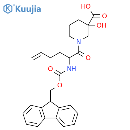 1-2-({(9H-fluoren-9-yl)methoxycarbonyl}amino)hex-5-enoyl-3-hydroxypiperidine-3-carboxylic acid structure