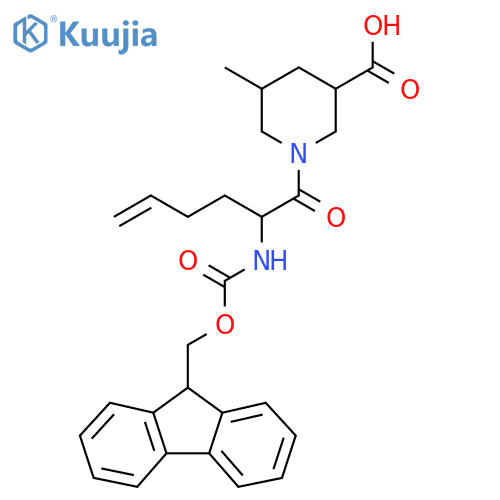 1-2-({(9H-fluoren-9-yl)methoxycarbonyl}amino)hex-5-enoyl-5-methylpiperidine-3-carboxylic acid structure