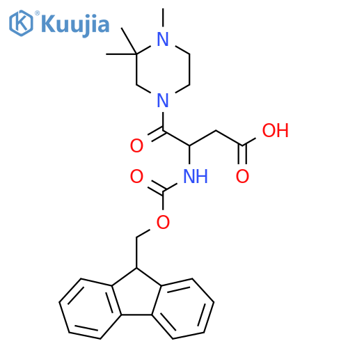 3-({(9H-fluoren-9-yl)methoxycarbonyl}amino)-4-oxo-4-(3,3,4-trimethylpiperazin-1-yl)butanoic acid structure
