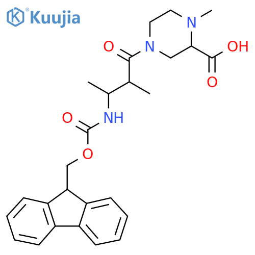 4-3-({(9H-fluoren-9-yl)methoxycarbonyl}amino)-2-methylbutanoyl-1-methylpiperazine-2-carboxylic acid structure