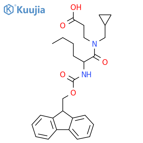 3-N-(cyclopropylmethyl)-2-({(9H-fluoren-9-yl)methoxycarbonyl}amino)hexanamidopropanoic acid structure